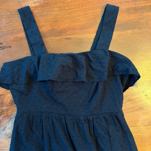 J Crew  Women’s Black Flounce Hem Ruffle With Straps Dress Size 2 - Picture 2 of 9